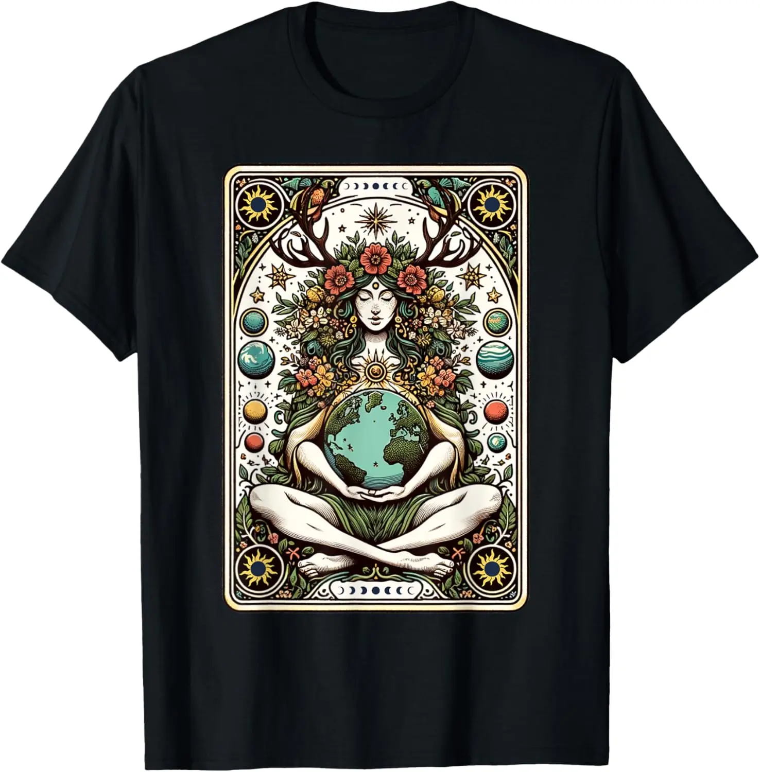 Gaia Greek Goddess Pagan Mother Earth Nature Tarot Card T-Shirt