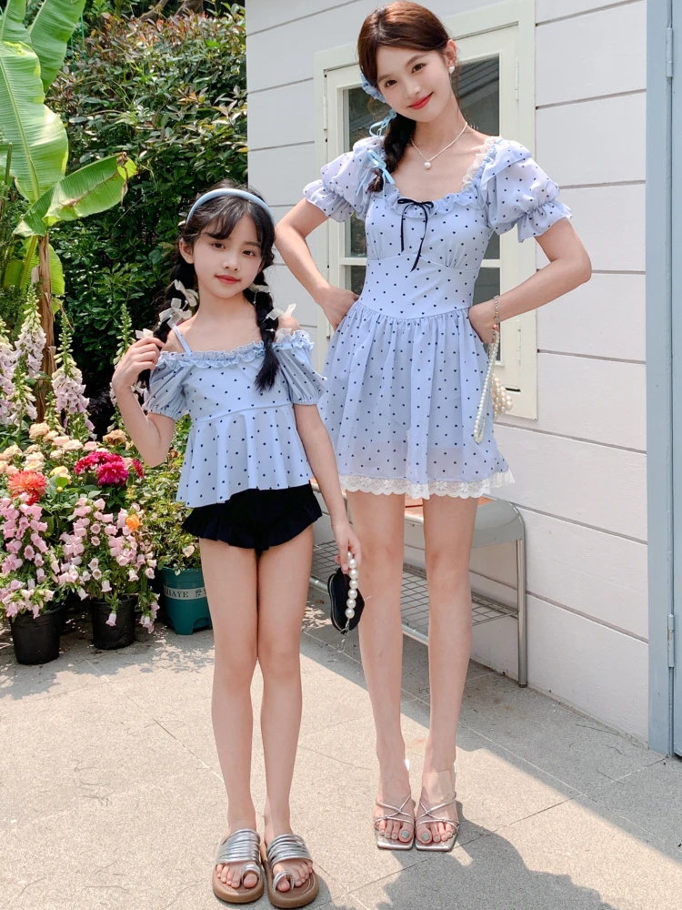 

Купальники для мамы и дочки, милые купальники в горошек, обувь на плоской подошве, детские купальники, семейные комплекты для пляжа, аквапарка, термальных источников