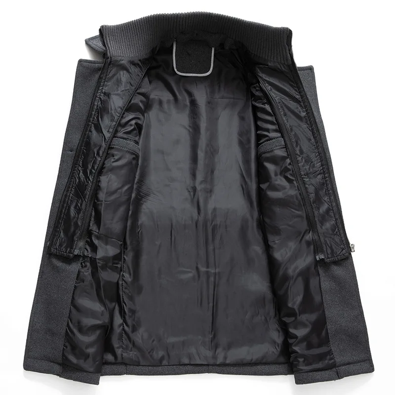 Winter Men\'s Thick Jacket, Business Casual Outwear, Asian Size Coat, Multiple Pockets Wool & Blends