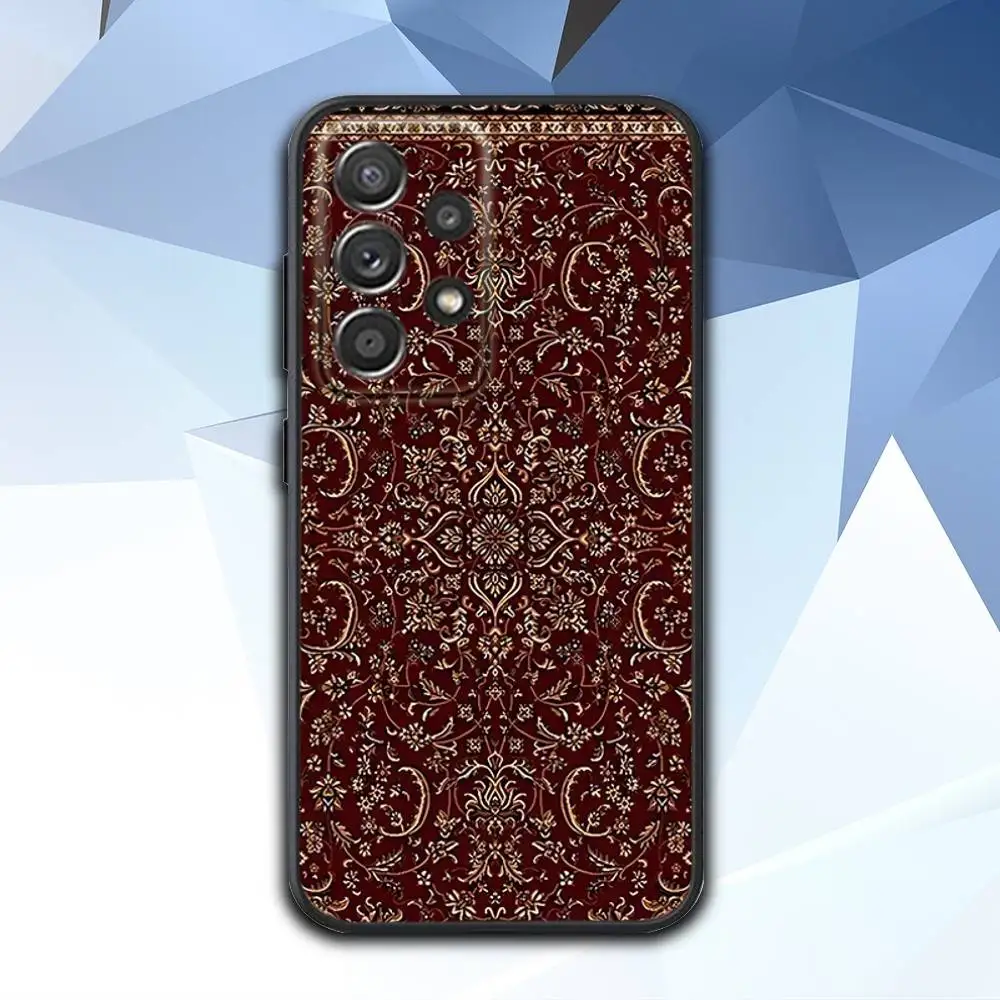 حافظة هاتف بنمط السجاد الفارسي P لهاتف سامسونج S 25,24,23,22,30,21,10,9,Ultra,Plus,Lite,FE,4,5G حافظة سوداء ناعمة