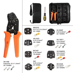 SN-48B Multifunctional Ratchet Crimping Tool Kit Mini Crimping Pliers Set with Multiple Jaws, CrimpingRange 0.5-1.5mm² ,20-16AWG