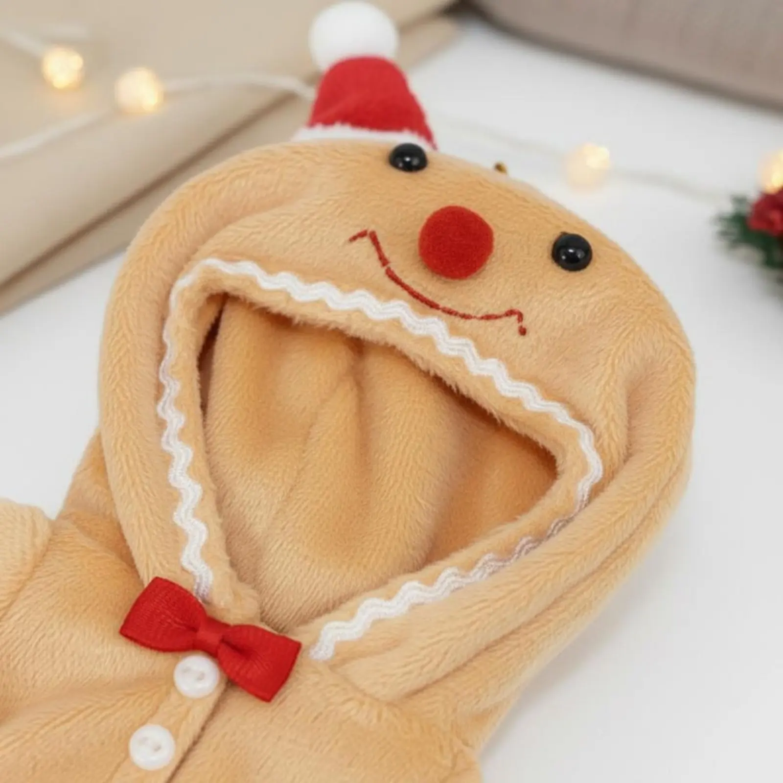 

Новогодний костюм для куклы из мягкого материала, праздничный подарок, легко надевается для праздничных вечеринок