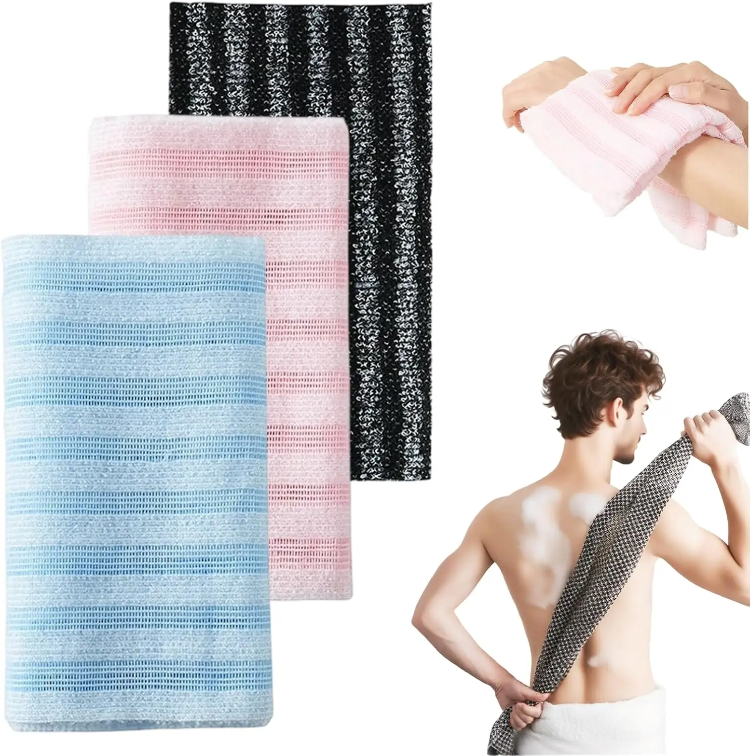 

Exfoliating Shower Towel, Textured Exfoliating Bath Towel for Home,Soft Foldable Back Scrub Towels, Rich Foaming Body Washcloth