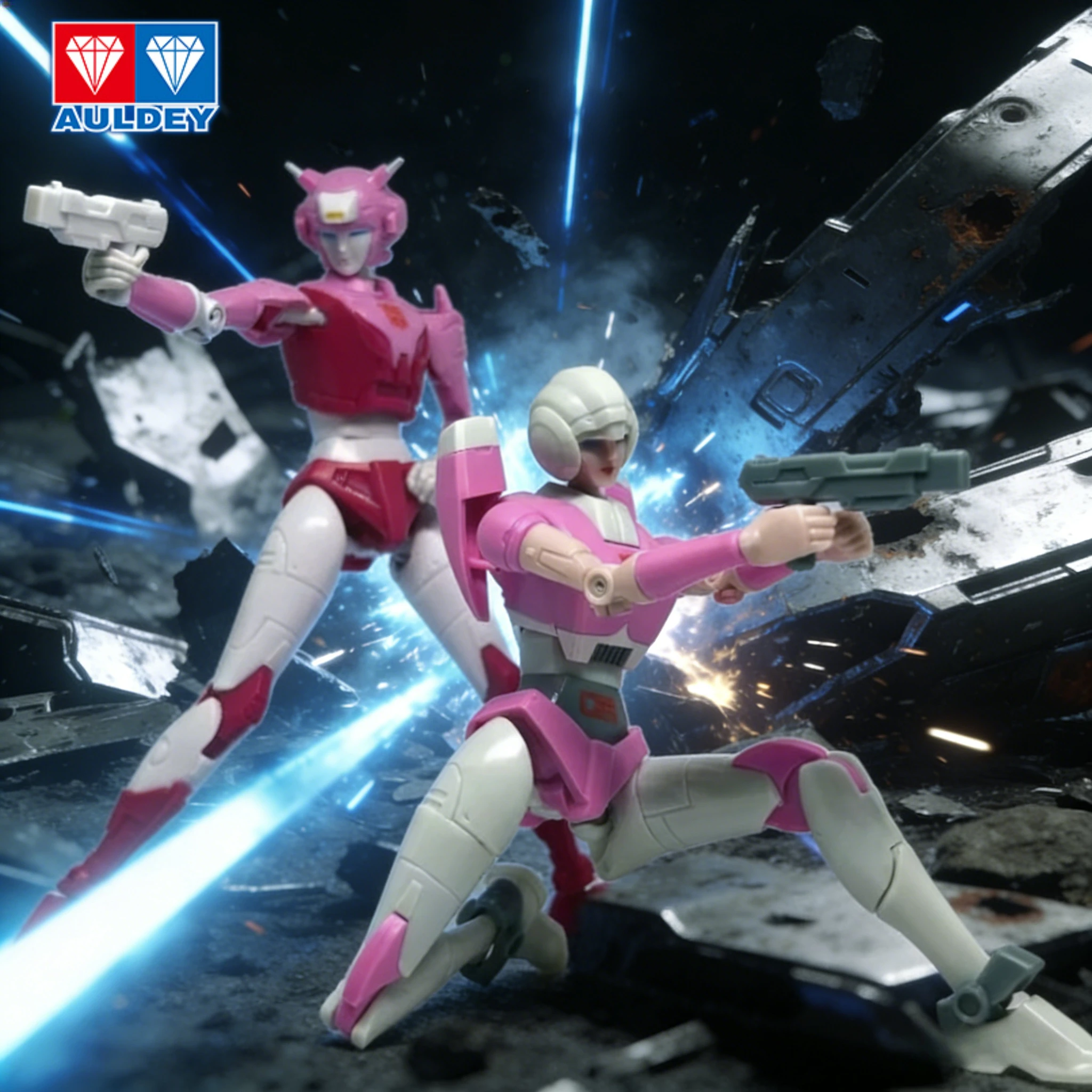 AULDEY Transformers Arcee & Elta-1 Poseable Figures - Autobot Sisters Articulated Robot Model Collection, Display Gift for Kids