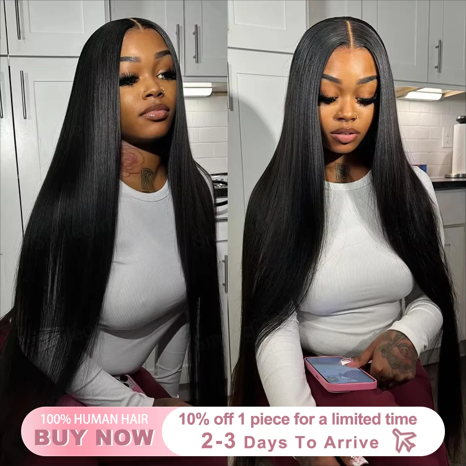 

250 Density 30 40 Inch Straight Lace Frontal Wigs Human Hair 13x6 Pre Plucked Brazilian Transparent Lace Front Wigs For Women