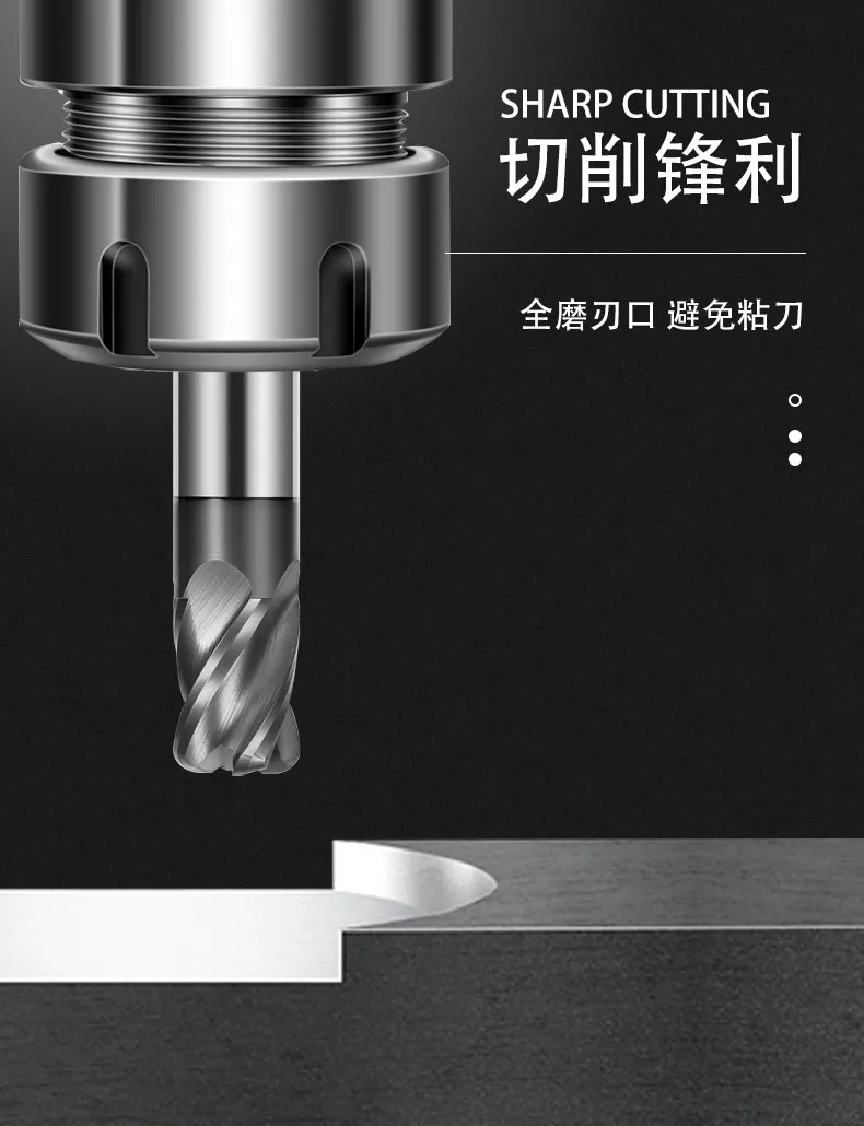 Kurzer Eckradius HRC70 4F Hartmetall-Schaftfräser mit kurzer Nut für Edelstahl R-Kugelkopffräser – Detail 5