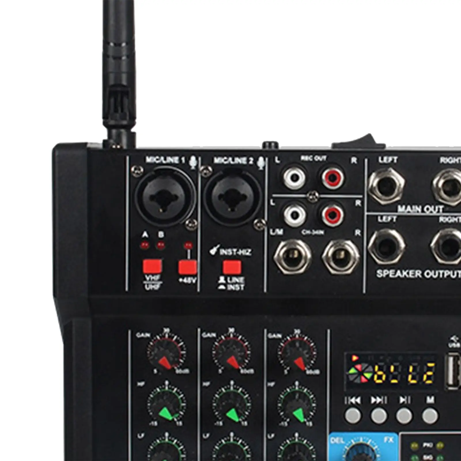 Audio Mixer Amplifier with Wireless Mic Professional DJ Mixer for Computer Recording Live Streaming Karaoke Party