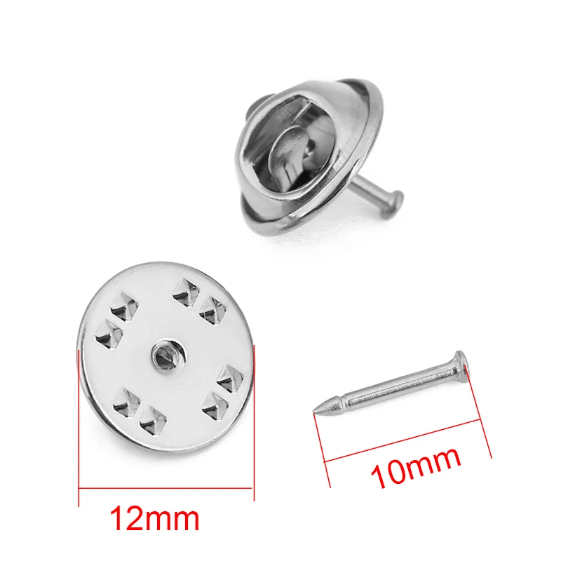 10sets PVD Never Fade Stainless Steel Brooch Pins Locking Lapel Badge Holder Nail Tie Tack Back Supplies For DIY Jewelry Making - view 2