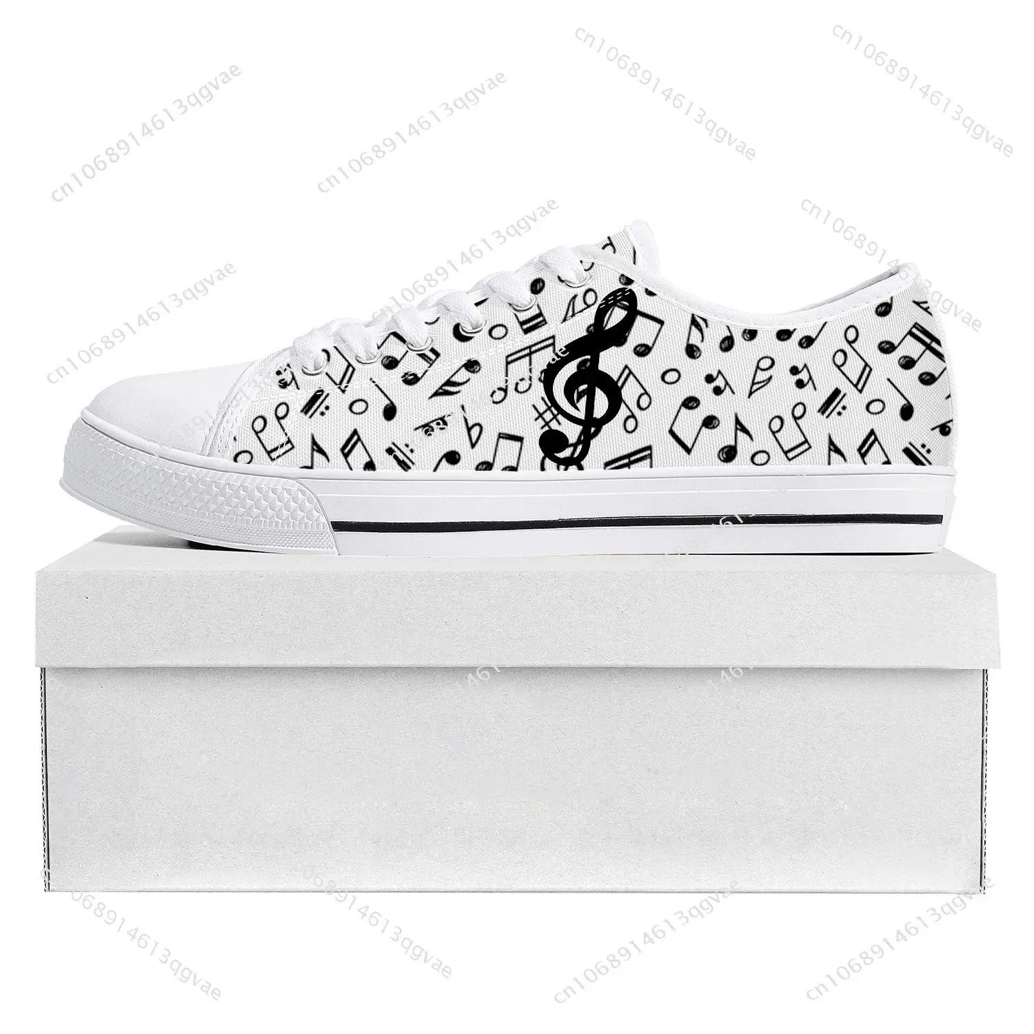 Musical Notes Cartoon Pattern Low Top High Quality Sneakers Mens Womens Teenager Canvas Sneaker Casual Couple Shoes Custom Shoe