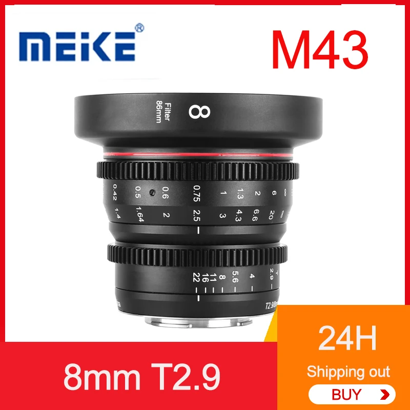 MEKE Cine Lens 8mm T2.9 for M43 Mount for Olympus Panasonic Cameras Manual Focus Wide Angle Cinema Lens Photography Accessories