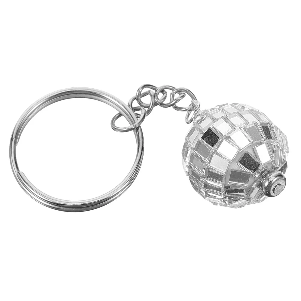 Disco Keychain Locket Hanging Pendant Multifunction Silver Plastic Mirror Ball Fob