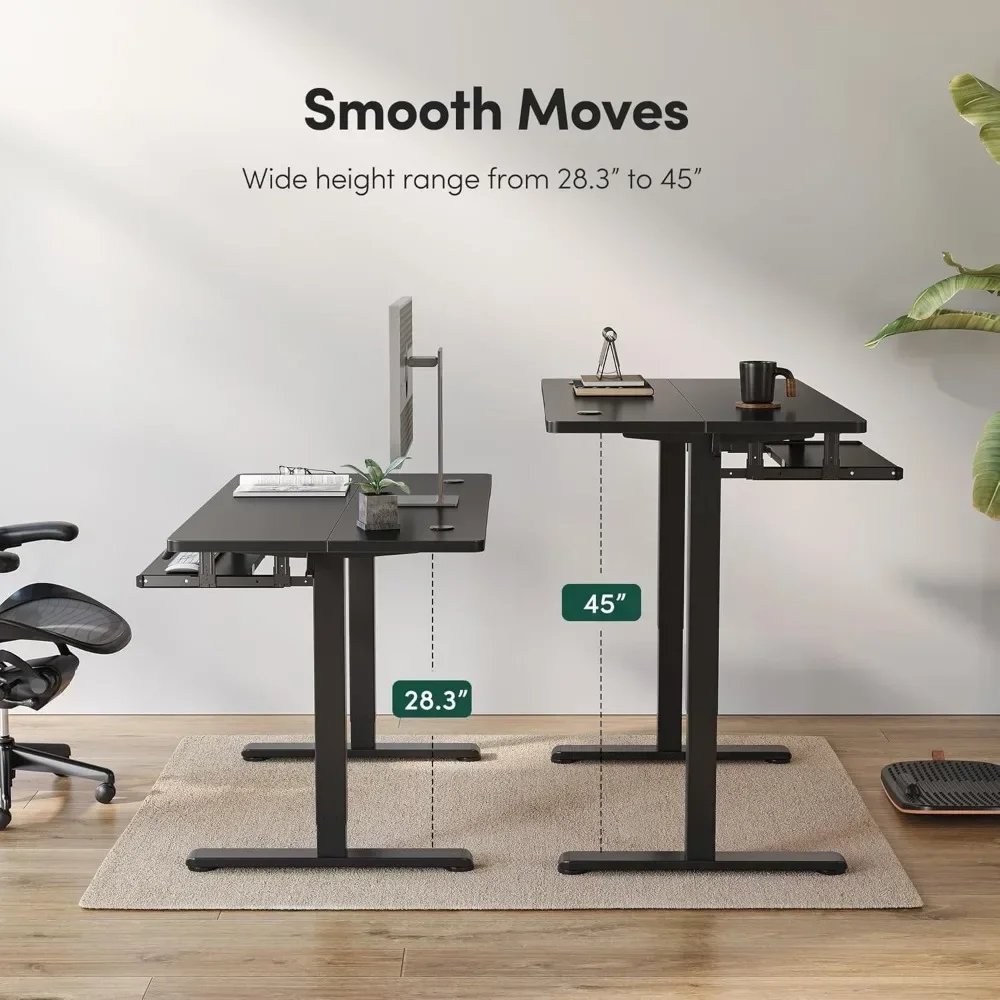 Standing Desk with Keyboard Tray,  Electric Height Adjustable Desk, Sit Stand Up Desk, Computer Office Desk