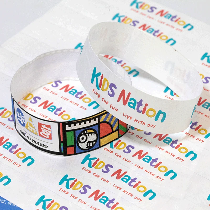 

100 Disposable Waterproof Paper Wristbands Custom For Birthday Wedding Party Entrance Tickets Check In