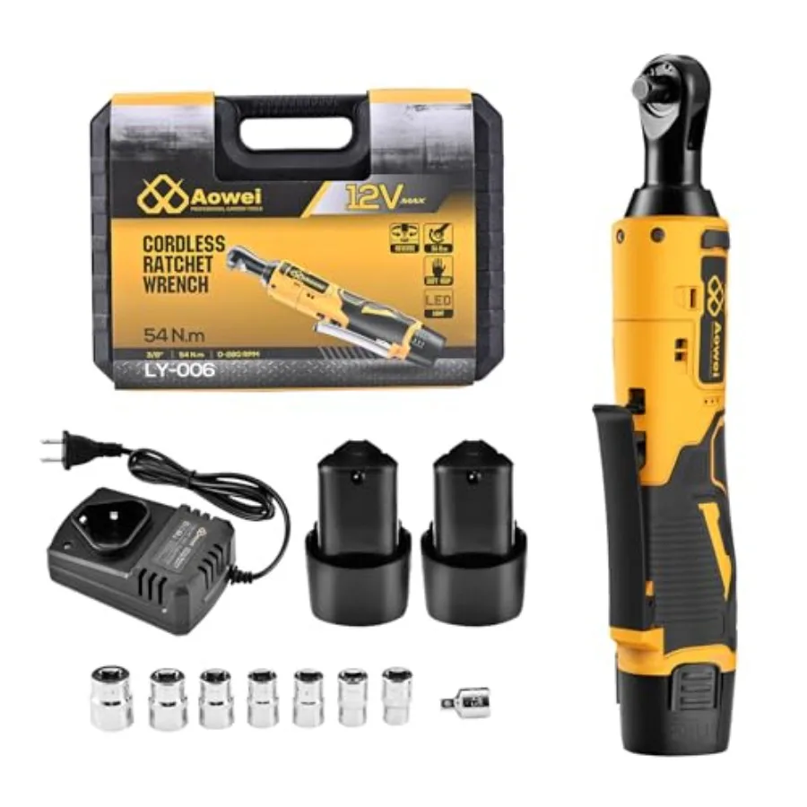 

Набор беспроводных электрических гайковертов 3/8 дюйма, 12В, с 2 аккумуляторами и зарядным устройством, крутящий момент 40 фут-фунтов, 7 штук в комплекте