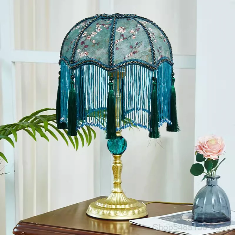 

Retro Tassel Table Lamp for Bedroom Living Room Home Decor Vintage Fabric Desk Lamps Bedside Study Night Stand Light Fixtures