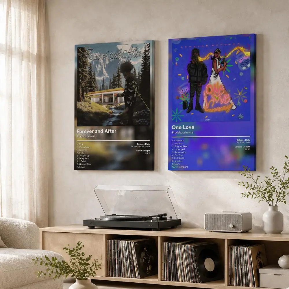 Rapper P-Pradabagshawty Album Framed Wall Painting Wood Canvas Poster For Living Room Bedroom Hallway Office Home Decor Gift