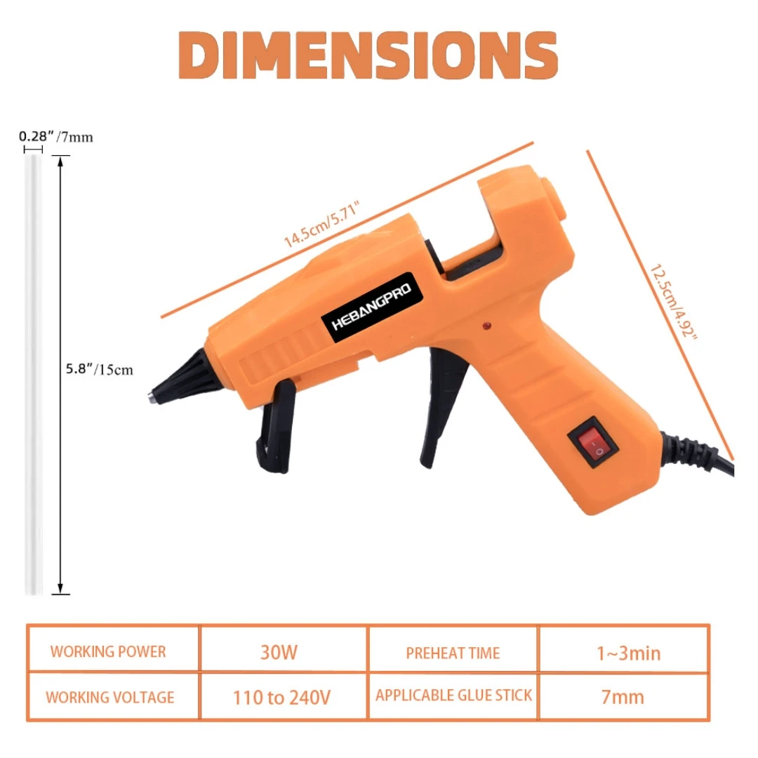 30W Yellow Hot Melt Glue Gun Kit with 30pcs Glue Gun Stick, Glue Gun Set For Crafts