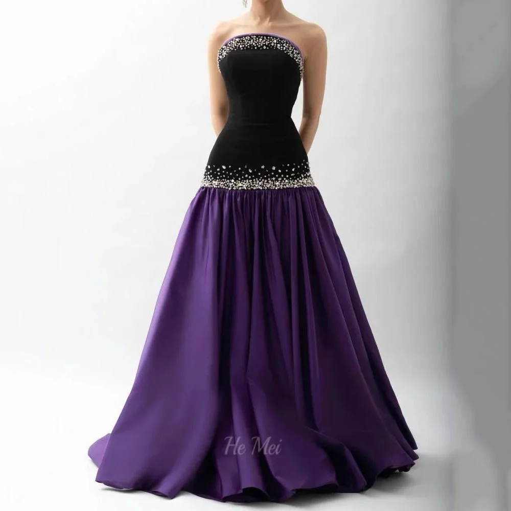 

Customized Prom Dresses Crystals Vintage Evening Dress A Line Strapless Party Gowns New Floor Length Vestidos De Novia