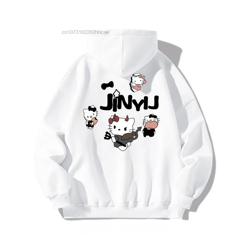 Imagem -04 - Hoodie Sanrio Hello Kitty College Estilo Campus Moda Casal Oversize Yk2 Harajuku Japonês Streetwear Hip Hop Top 2000s Roupas