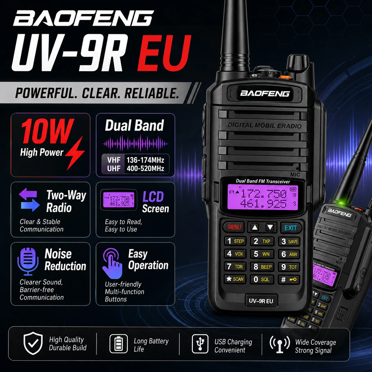 baofeng-uv-9reu-ip45-waterproof-walkie-talkie-10w-dual-band-vhf-uhf-clear-sound-quality-outdoor-intercom-for-sports-and-camping