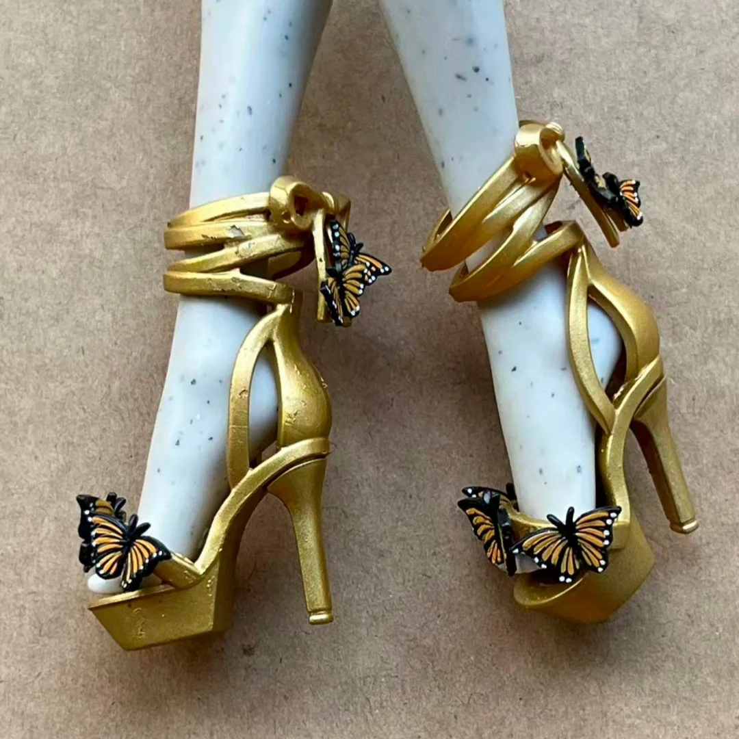 Regenbogen Puppenschuhe Sandalen Original Puppe Bunte Teile Monster Puppenschuhe Gold Weiß Neue Original Puppenteile – Detail 8