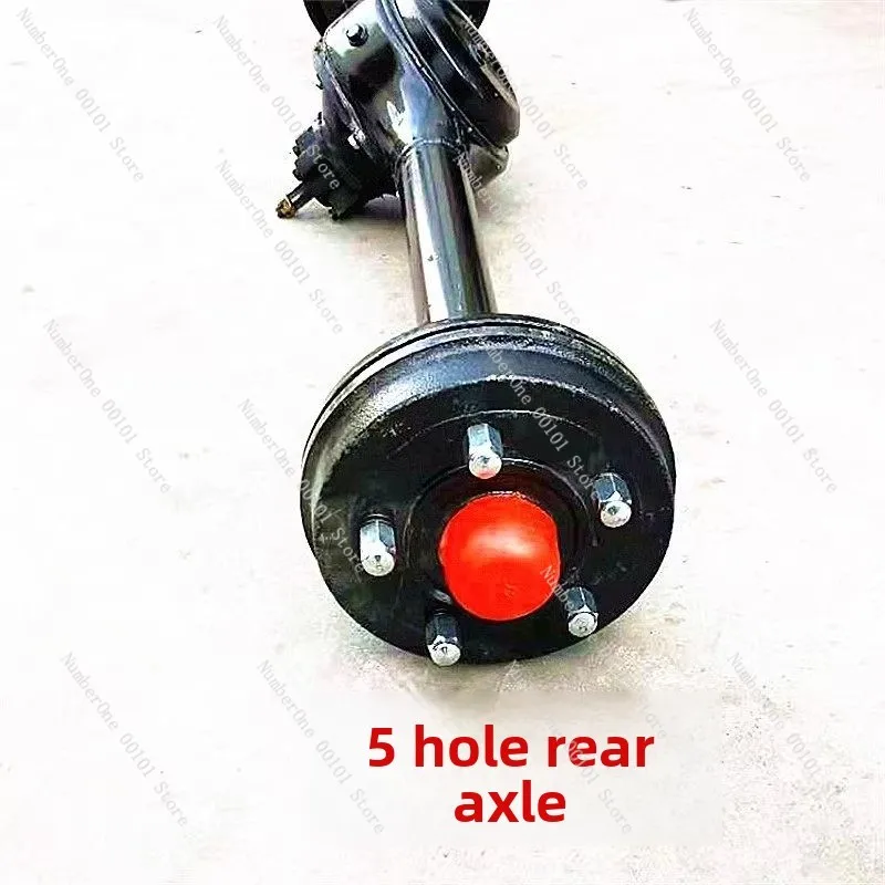 Motorcycle Tricycle Integrated Rear Axle Assembly, Single Button 4 Hole 5 Hole Drum Brake Rear Axle for Cargo Scooter