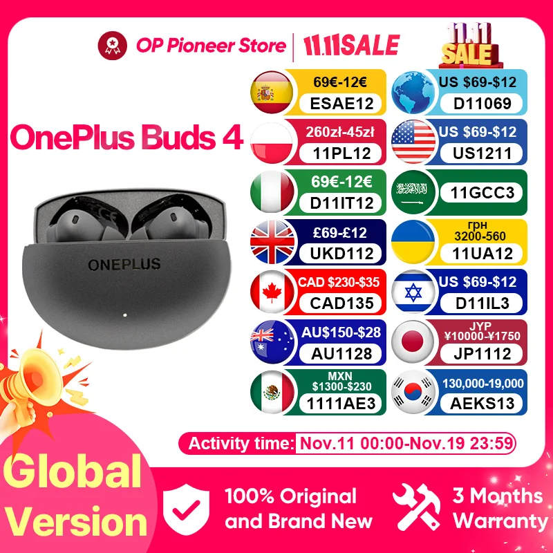 2025 New Arrival Oneplus Buds 4 Wireless Earphones Long Range IP55 Waterproof AI Call Noise Reduction Portable Earbuds 5.4
