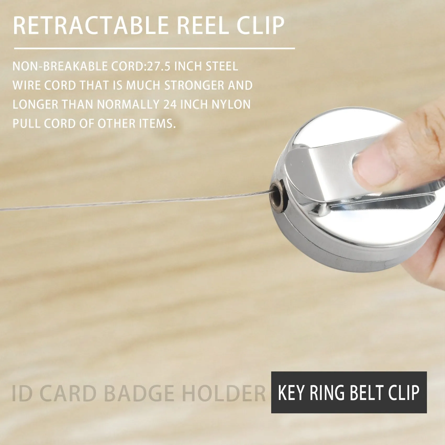 الثقيلة قابل للسحب شارة حامل بكرة ، المعادن معرف شارة حامل مع حزام كليب حلقة رئيسية لبطاقة الاسم الفضة