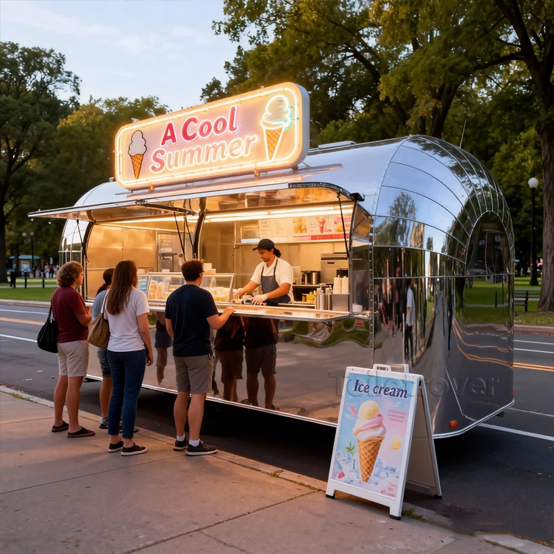 

Оптовая продажа: Мобильный фудтрак-прицеп для продажи мороженого и еды с окном для выдачи, для использования на улице