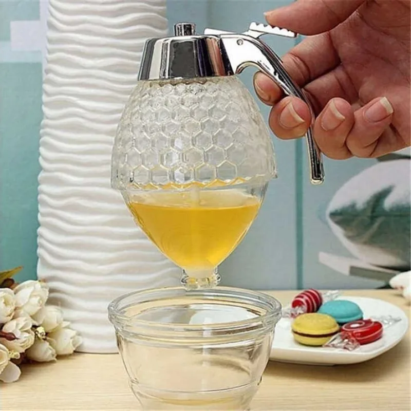 New Syrup Extruder Juice Dispenser Bottle Jar Honeypot Honey Syrup Dispenser Press Type Lower Spear Storage Tank Sealed Tank