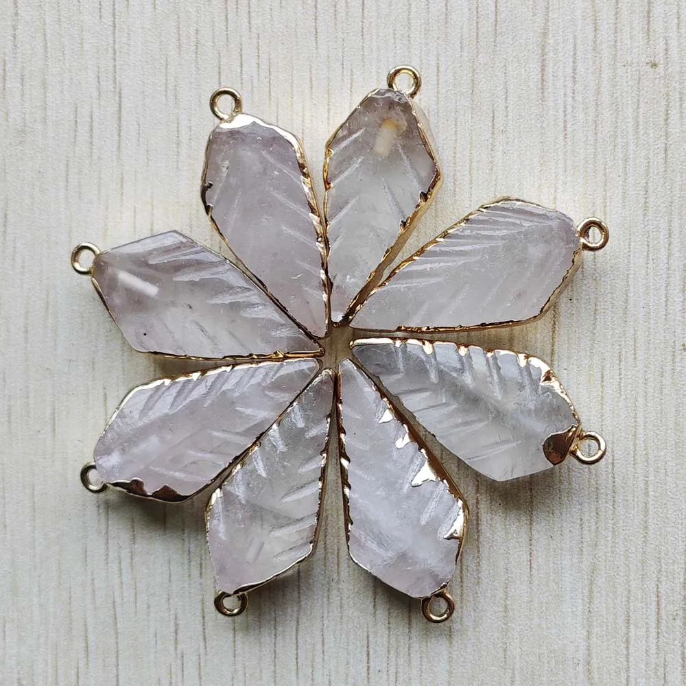 

Fashion Natural white crystal leaf shape pendants For jewelry accessories making 8pcs/Lot Wholesale free shipping