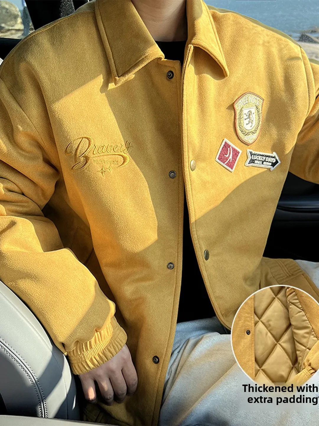 

Мужская зимняя куртка-пилот премиум-класса из хлопка с вышитым логотипом и замшевыми вставками, модная, теплая, устойчивая к холоду