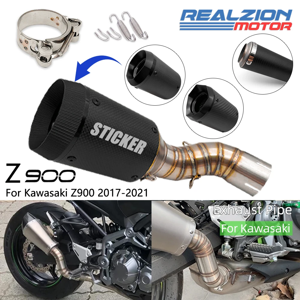 

REALZION Z900 2021 выхлопная труба для мотоцикла, глушитель выхлопной трубы, выхлопная труба, выхлопная труба, комплект средней трубы для Kawasaki Z900 2017-2020