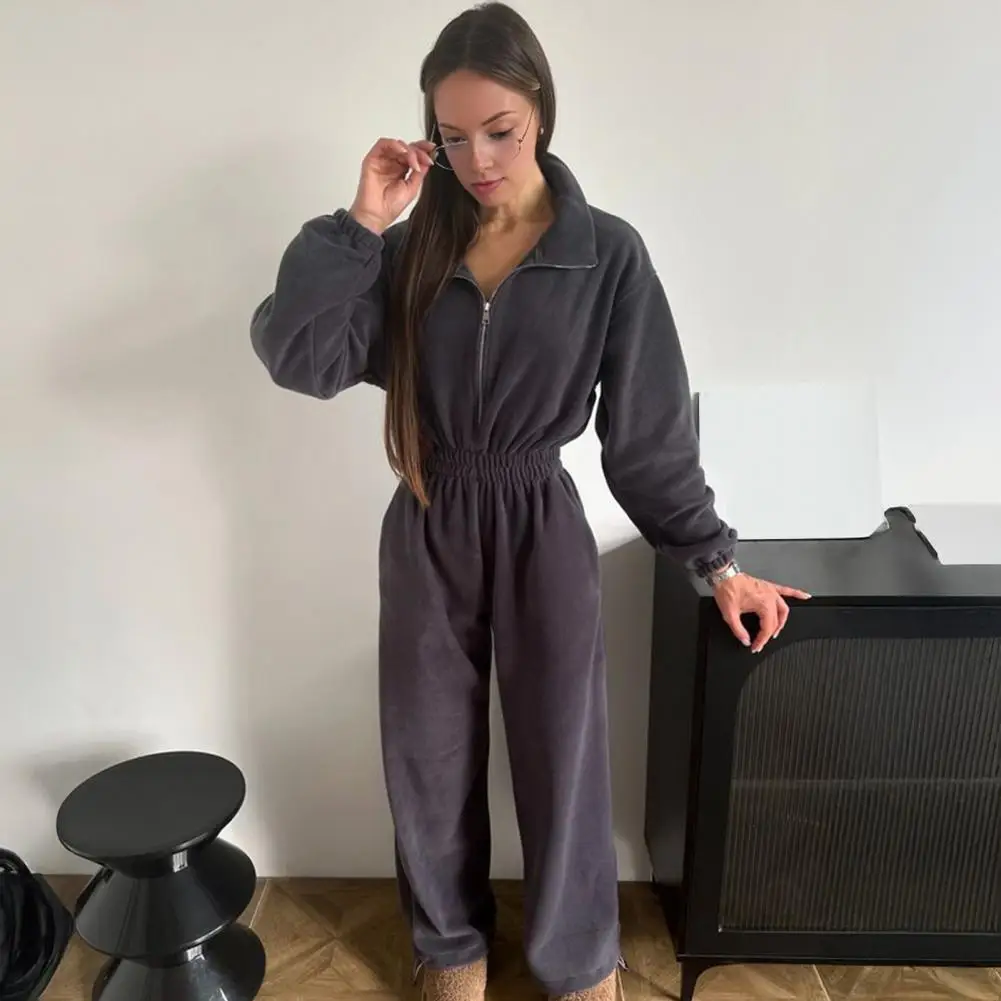 Monos de manga larga para mujer, peleles informales con cremallera para otoño, pantalones de chándal holgados para correr, trajes de una pieza de cintura alta, Джамп wwwт