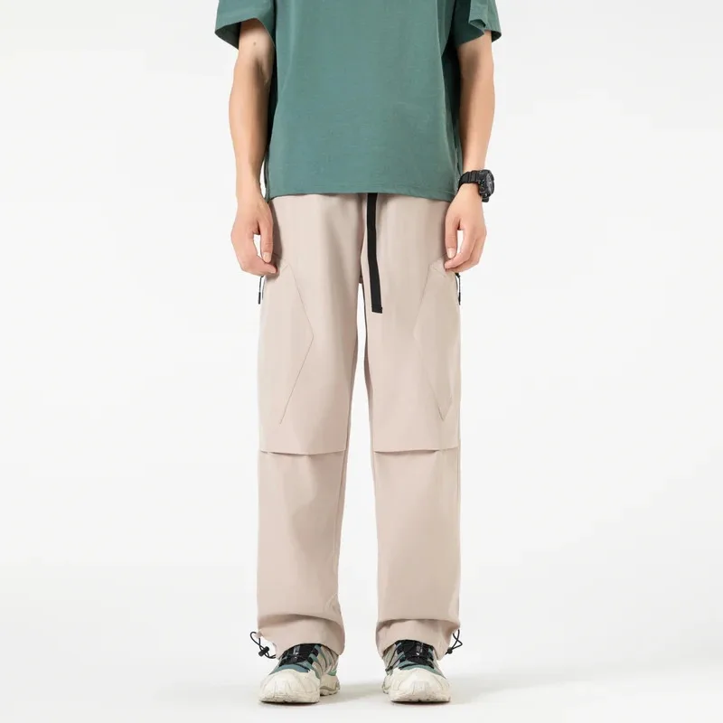 تصميم تقسم السراويل العمل في الهواء الطلق الرجال السراويل الطويلة، فضفاضة السراويل واسعة الساق السراويل الرياضية غير رسمية الساق المستقيمة