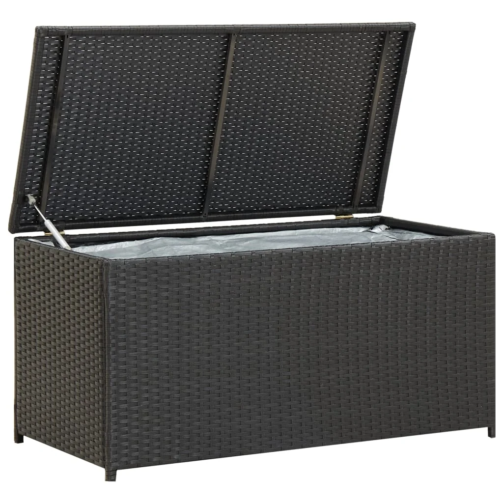 Terrasse Lagerung Box, Poly Rattan Outdoor Schrank, Hof Dekoration Schwarz 100 x50x50 cm