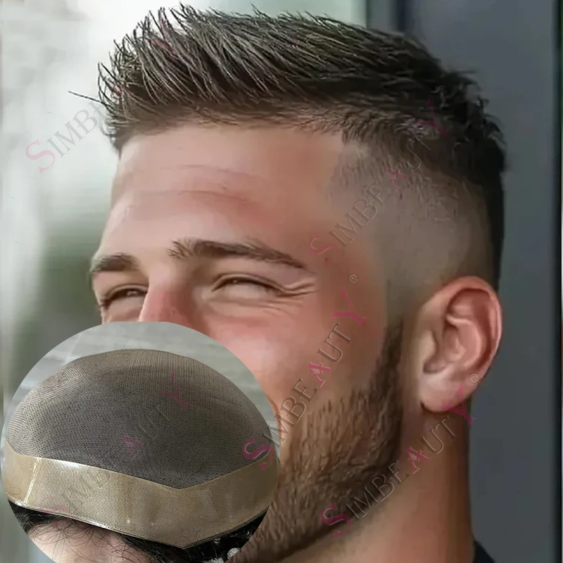 

Natural Hairline Blonde Men's Toupee Durable Mono Base Remy Human Hair System Straight/Wave Hairpiece Men's Capillary Prothesis