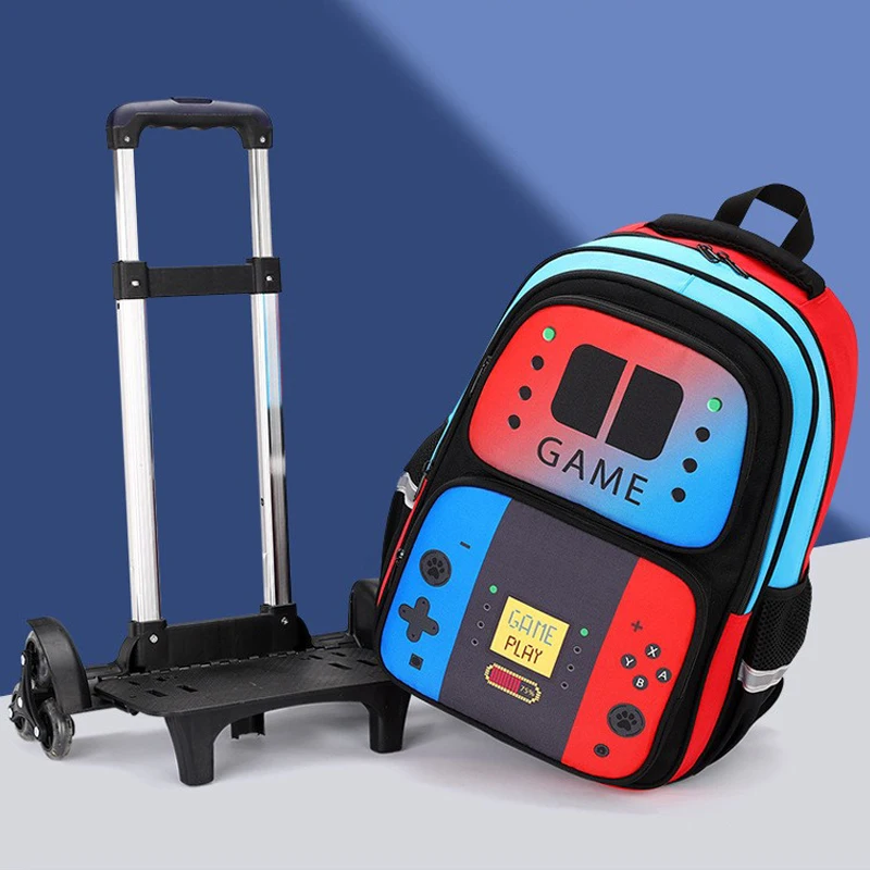 Kids School Bag Rolling Backpack for Boy Wheeled Backpack School Bag With Wheels Trolley Bookbag Travel Luggage with Lunch Bag