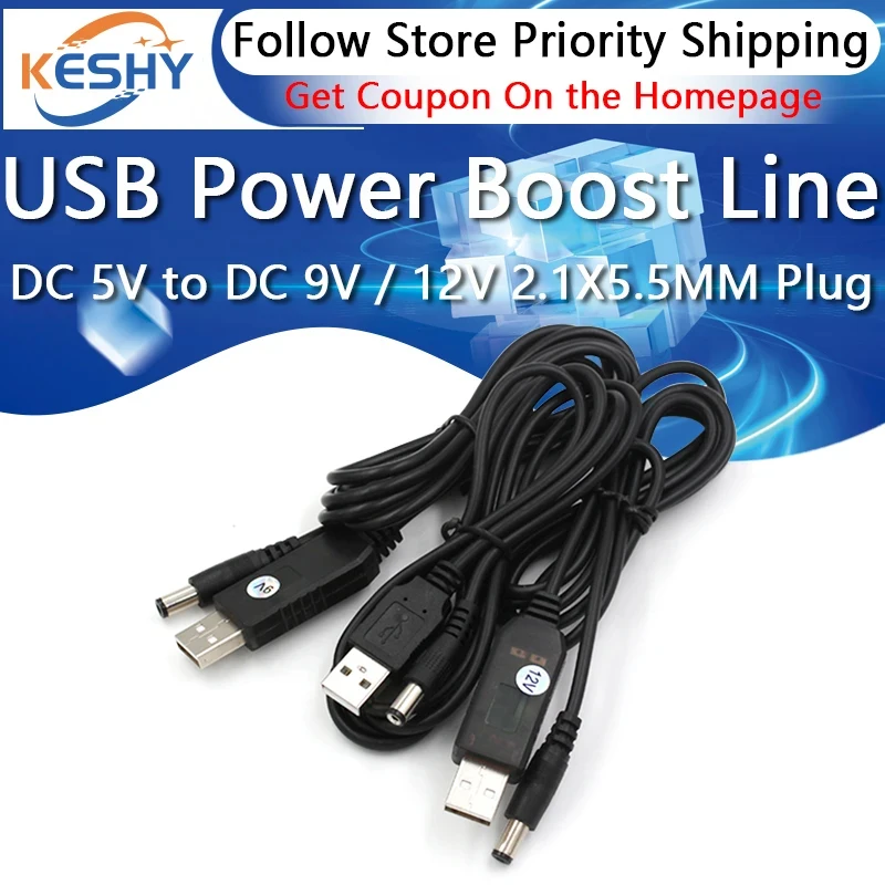 1-10 шт. USB Power Boost Line DC 5 В в DC 9 В/12 В Step UP модуль USB-конвертер-адаптер кабель 2,1X5,5 мм вилка