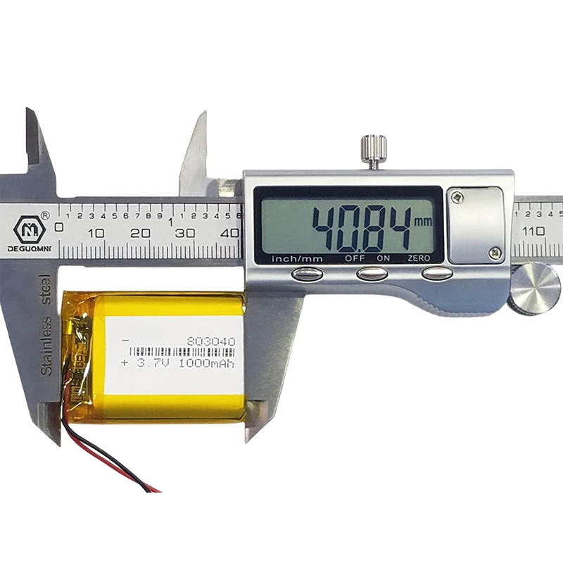 3.7V 1000mAh 803040 Li-ion Battery Rechargeable Cell for Portable Electronics, DIY Projects, and Wearables