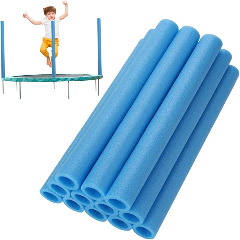 6/12pcs Trampoline Poles Cover Padding Foam Tubing Foamed Pipe Sponge Casing Protective Trampoline Pole Foam Sleeves Blue 50cm