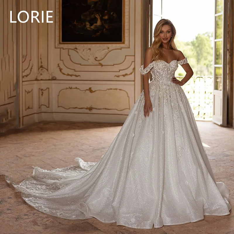 LORIE Sexy A-line Lace Appliques Wedding Dress Off Shoulder Princess Sweetheart Wedding Gowns Backless Bride Gown Customized2025