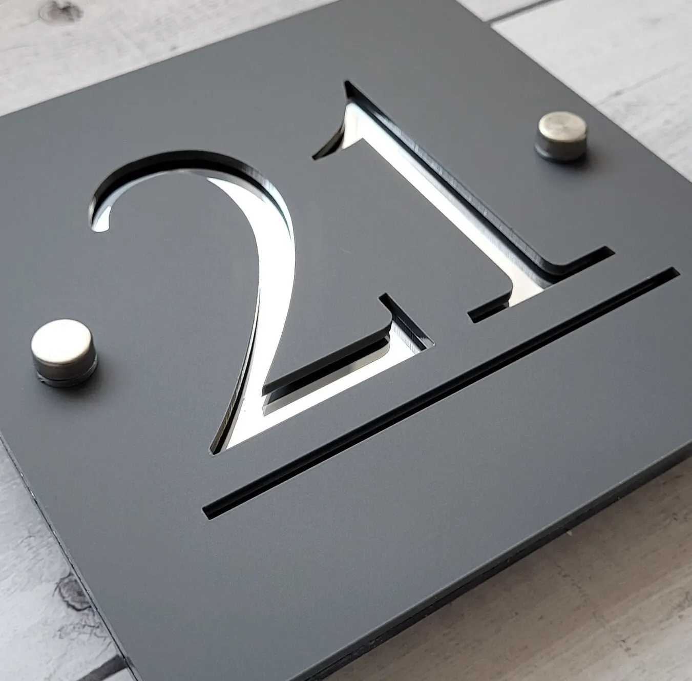 Outdoor residential number plate, address nameplate, matte acrylic & gold mirror combination modern art