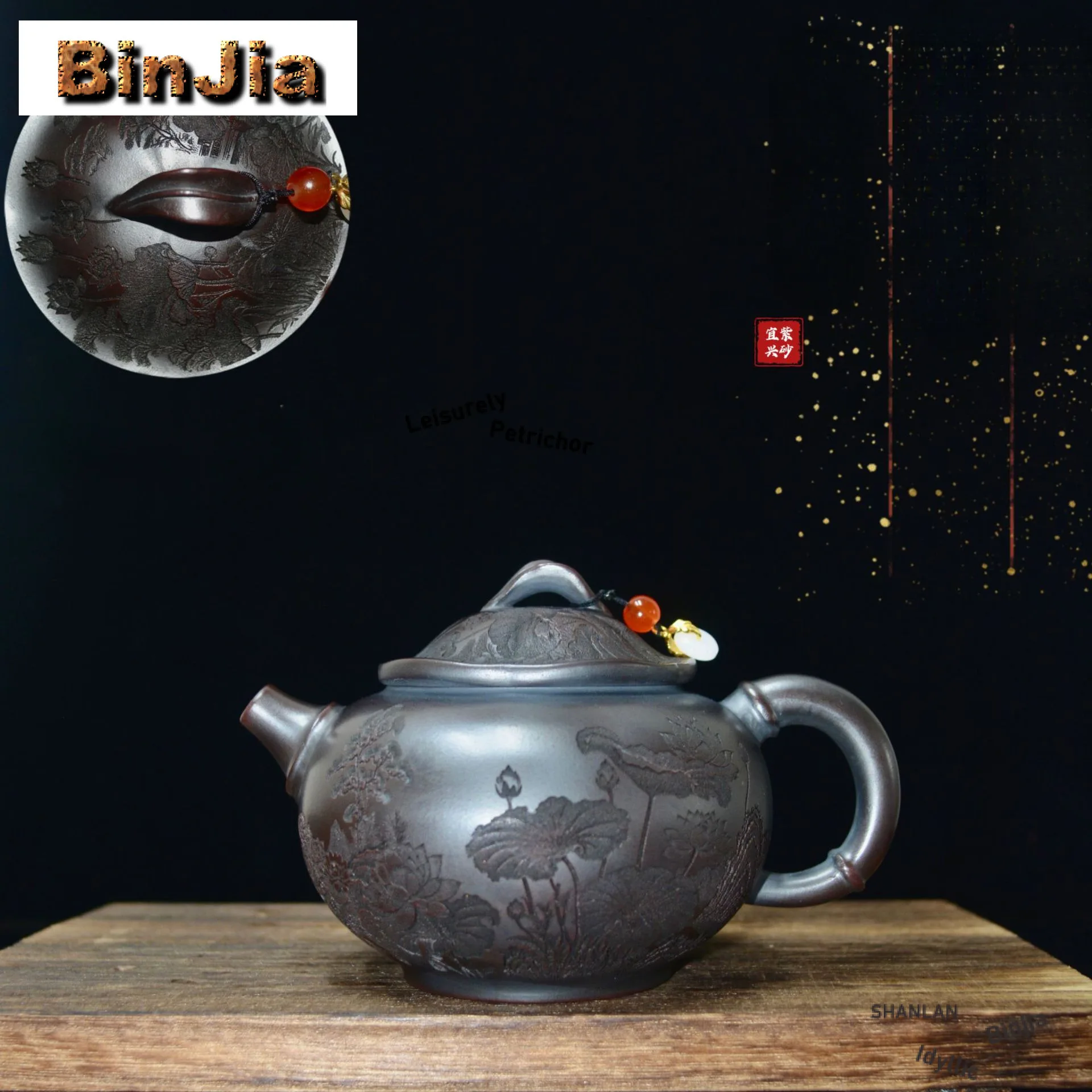 340ml Yixing Purple Clay Teapots Handmade Gourd Lotus Big Caliber Pot Raw Ore Dragon Blood Sand Mud Kettle Zisha Teaset Supplies