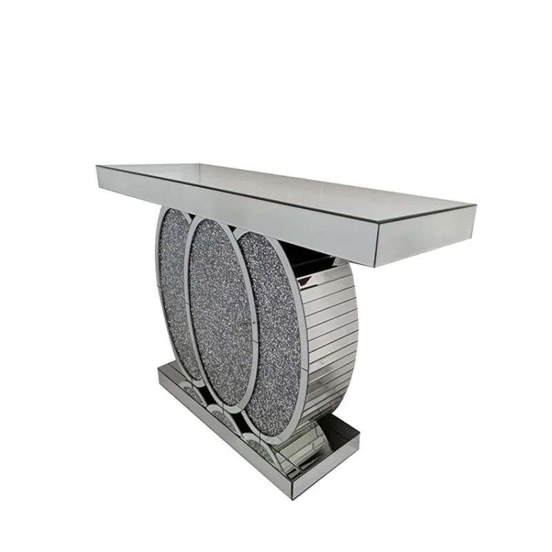 

Nordic modern simplicity, ring buckle silver mirror, rhinestone glass entrance table, entrance view