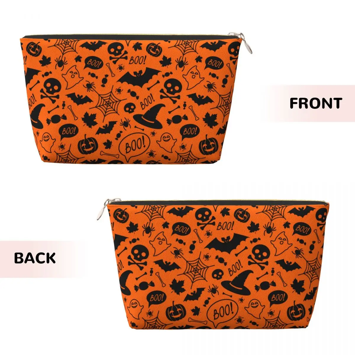 Custom Magic Witch Makeup Bag Travel Cosmetic Organizer  Black Alchemy Pumpkin Skull Ghost Bat Spider Storage Toiletry Bags