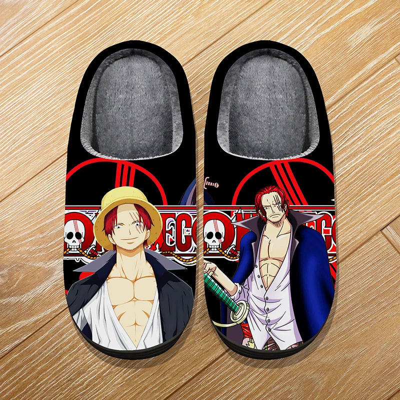 Custom Size Winter Home Soft Warm Cartoon Slippers For Adult Kids Anime ONE PIECE ACE Shanks Law Cosplay Indoor Cute Slippers