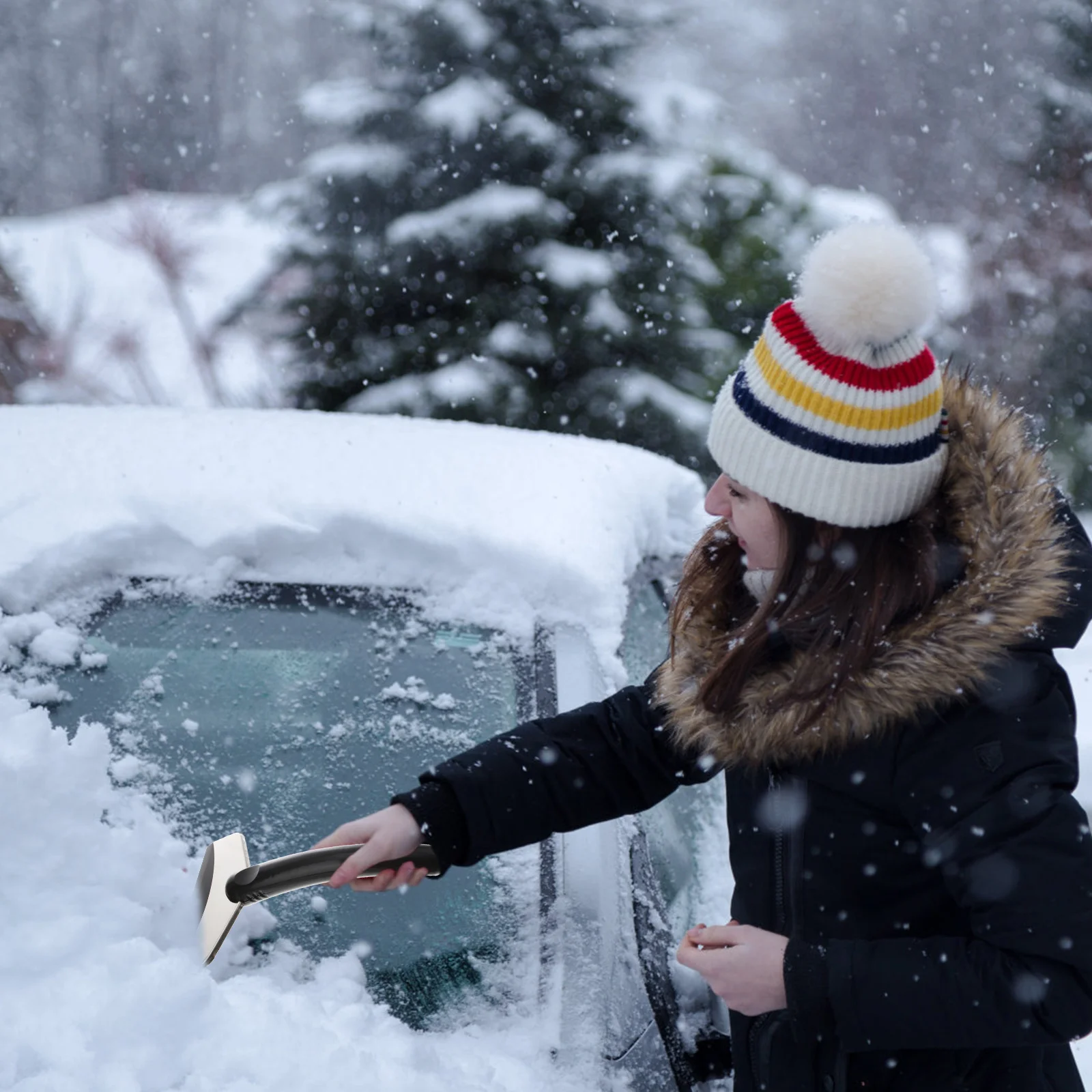 

Snow Shovel Car Ice Scraper 18X11Cm Black Stainless Steel Blade Abs Handle For Auto Vehicle Snow Removal Tool Durable Anti