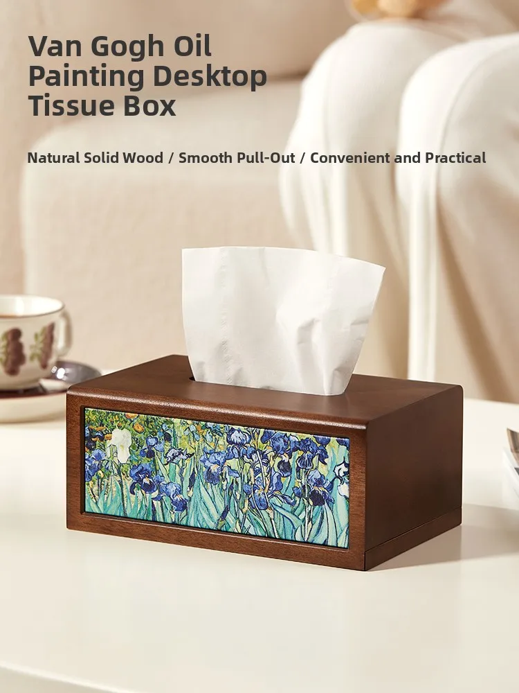 

Коробка для салфеток из натурального дерева с масляной росписью, креативная, элитная, для гостиной, D-образная, новинка 2025 года, для чайного столика, для хранения салфеток