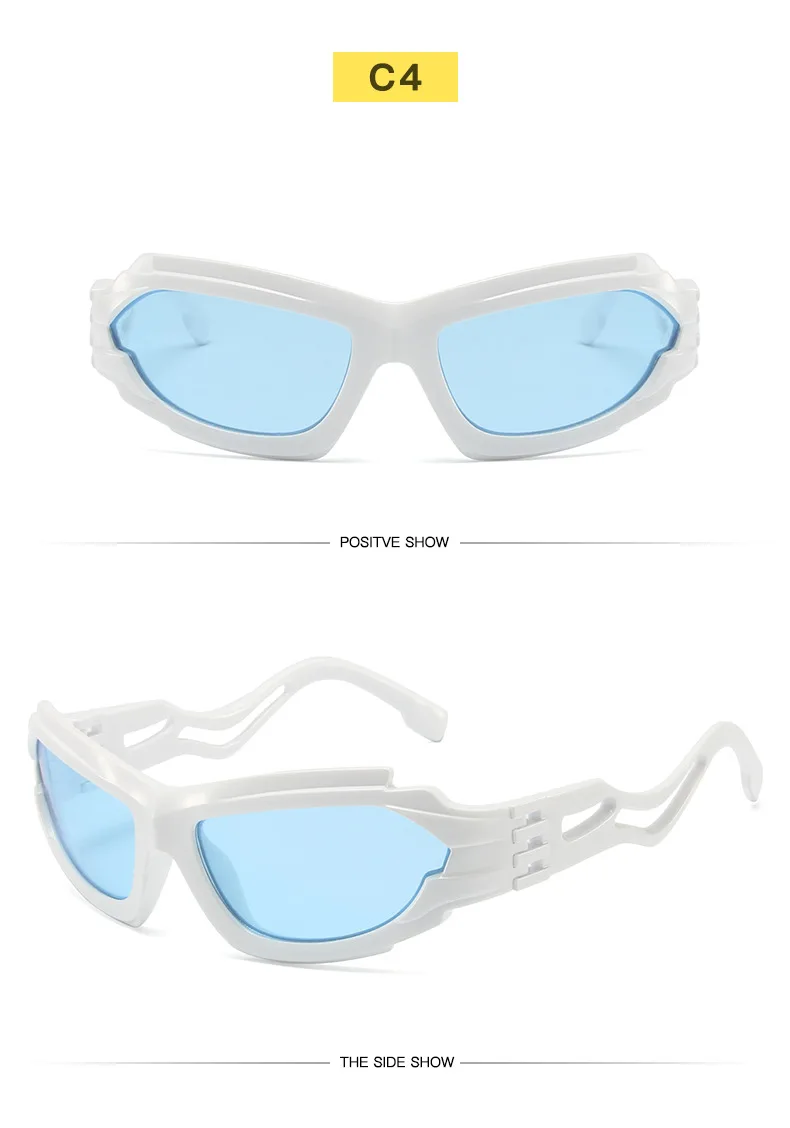 Outdoor Sport Sonnenbrille Frauen 2000S 90S Ästhetische Y2K Sonnenbrille Männer Vintage Shades Mode Coole Punk Goggle Brillen Wellenförmige Beine – Detail 8